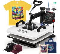 VEVOR Presse à Chaud 38x38cm Machine de Sublimation 2 en 1 Pivotante à 360°, Contrôle Numérique de Température et Durée, pour T-shirts, Taies d'Oreiller et Casquettes, Chauffage Rapide et Homogène