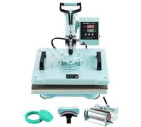 VEVOR Presse à Chaud 5-en-1 Plaque 30x38 cm, Machine de Sublimation Textile avec Presse à Tasses de 89 cL, Pivotant à 360°, Contrôle Numérique Précis, DIY T-shirts/Chapeaux/Tasses/Assiettes, Vert