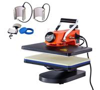 VEVOR Presse à Chaud 6-en-1 Plateau 30,5x38 cm, Machine de Sublimation Textile pour DIY T-shirts/Chapeaux/Tasses/Projets de Transfert de Chaleur, Transfert par Sublimation avec Rotation à 360°,