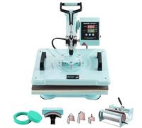 VEVOR Presse à Chaud 8-en-1 Plaque 30x38 cm, Machine de Sublimation Textile avec Presse à Tasses de 18-89 cL, Pivotant à 360°, Contrôle Numérique Précis, DIY T-shirts/Chapeaux/Tasses/Assiettes, Vert