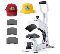 VEVOR Presse à Chaud Casquette, Presse de Transfert Thermique, avec 4 Plateaux Interchangeables et Tendeur de Casquettes, pour Projets de Thermocollage, Vinyle et Sublimation, Contrôle LED, Blanche