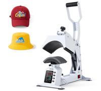 VEVOR Presse à Chaud Casquette, Presse de Transfert Thermique, Plaque Chauffante de 215x100 mm, pour Projets de Thermocollage, Vinyle et Sublimation, avec Tendeur de Casquette, Contrôle LED, Blanche