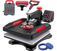 VEVOR Presse à Chaud Combinée 5 en 1 Machine Impression Textile Imprimante Rouge 38x38 cm Machine de Sublimation 1000W Transfert de Chaleur Multifonctionnel pour T-shirt Casquette Chapeau Tasse Plaque