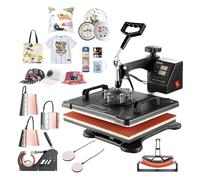 VEVOR Presse de transfert - 38 x 30 cm - Pour textile - Pivote à 360 ° - Pour bricolage - Multifonctions - Avec contrôleur numérique de température et de temps LED (8 en 1)