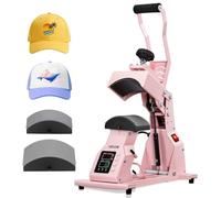 VEVOR Presse à Chaud pour Casquettes et Chapeaux, Presse de Transfert Thermique avec 2 Platines Interchangeables, Contrôle Précis du Temps et de la Température, Machine de Sublimation HTV, Rose