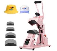 VEVOR Presse à Chaud pour Casquettes Chapeaux avec 4 Platines pour HTV Rose