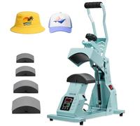 VEVOR Presse à Chaud pour Casquettes et Chapeaux, Presse de Transfert Thermique avec 4 Platines Interchangeables, Contrôle Précis du Temps et de la Température, Machine de Sublimation HTV, Vert