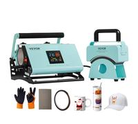 VEVOR Presse à Chaud pour Gobelets et Casquettes 2-en-1, Machine de Sublimation pour Mugs 7,5-8,5 cm, Contrôle de la Température et du Temps, Presse pour l'Impression de Tasses et Chapeaux, Verte