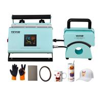 VEVOR Presse à Chaud pour Gobelets et Casquettes 2-en-1, Machine de Sublimation pour Mugs 7,5-8,5 cm, Contrôle de la Température et du Temps, Presse pour l'Impression de Tasses et Chapeaux, Verte