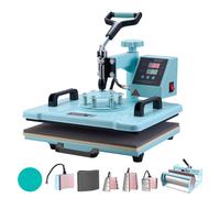 VEVOR Presse à Chaud 8-en-1 Plaque 30x38 cm, Machine de Sublimation Textile avec Presse à Tasses de 18-89 cL, Pivotant à 360°, Contrôle Numérique Précis, DIY T-shirts/Chapeaux/Tasses/Assiettes, Vert