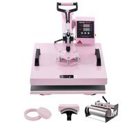 VEVOR Presse à Chaud pour T-shirt 38x38 cm 5-en-1 avec Presse à Tasse 89 cL Rose