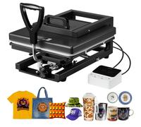 VEVOR Presse à Chaud pour T-shirts, Presse à Transfert Thermique 8-en-1, avec Platine Chauffant de 38 x 38 cm, Chauffe Rapide et Uniforme, pour Sublimation Tasses Casquettes et Assiettes, Noir