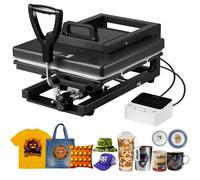 VEVOR Presse à Chaud pour T-shirts, Presse à Transfert Thermique 8-en-1, avec Platine Chauffant de 38 x 38 cm, Chauffe Rapide et Uniforme, pour Sublimation Tasses Casquettes et Assiettes, Noir