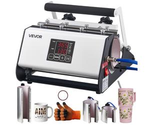 VEVOR Presse à Chaud pour Tasses Capacité Maximale de 1183 mL Noir et Blanc, avec Ruban Adhésif et Gants, Réglage Température et Durée, Transfert Thermique par Sublimation pour Gobelets, Tasses et Mug