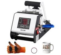 VEVOR Presse à Chaud pour Tasses Capacité Maximale de 444 mL Noir et Blanc, avec Ruban Adhésif et Gants, Réglage Température et Durée, Transfert Thermique par Sublimation pour Gobelets, Tasses et Mugs