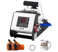 VEVOR Presse à Chaud pour Tasses Capacité Maximale de 444 mL Noir et Blanc, avec Ruban Adhésif et Gants, Réglage Température et Durée, Transfert Thermique par Sublimation pour Gobelets, Tasses et Mugs