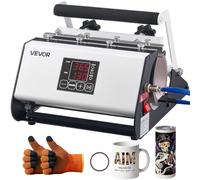 VEVOR Presse à Chaud pour Tasses Capacité Maximale de 887 mL Noir et Blanc, avec Ruban Adhésif et Gants, Réglage Température et Durée, Transfert Thermique par Sublimation pour Gobelets, Tasses et Mugs