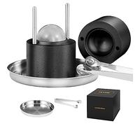 VEVOR Presse à Glaçons Sphères de 61 mm Moule à Glaçon Rond en Alu Bac à Glaçons Ronds avec Pince Fabrication Rapide de Glaçons Boules pour Boissons Cocktails Whisky Café Soirées Pyjama Bars Noir