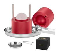 VEVOR Presse à Glaçons Sphères de 61 mm Moule à Glaçon Rond en Alu Bac à Glaçons Ronds avec Pince Fabrication Rapide de Glaçons Boules pour Boissons Cocktails Whisky Café Soirées Pyjama Bars Rouge