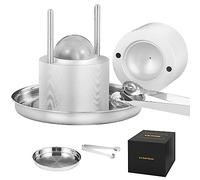 VEVOR Presse à Glaçons Sphères de 61 mm Moule à Glaçon Rond en Alu Bac à Glaçons Ronds avec Pince Fabrication Rapide de Glaçons Boules pour Boissons Cocktails Whisky Café Soirées Pyjama Bars Argenté