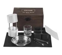 VEVOR Presse à Glaçons Sphères de 61 mm Moule à Glaçon Rond en Aluminium Bac à Glaçons Ronds avec Pince Fabrication Rapide de Glaçons Boules pour Boissons Cocktails Whisky Café Soirées Pyjama Bars