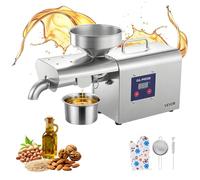 VEVOR Presse à Huile Électrique 3,75 kg/h Extracteur d'Huile Automatique, Pour Graines Oléagineuses Arachide Sésame Soja Amande Noix, Puissante 750 W, Pression à Chaud 50-300 °C, Pressage Efficace