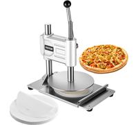 VEVOR presse à pizza manuelle 241,3 mm plaque de pressage de pâtisserie, presse à pain en acier inoxydable, presse chapati commerciale, façonneuse d'épaisseur 5 mm avec poignée & 100 pcs. Papier parch