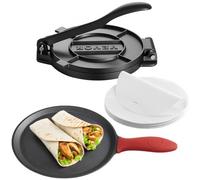 VEVOR Presse à Tortillas en Fonte Résistant, Appareil à Chapati de 20 cm, Presse à Burrito avec Poignée et 100 Feuilles de Papiers-Parchemins, Tawa pour Tortilladoras, Rotis Indiens, Cuisine