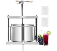VEVOR Presse à vin de fruits Extracteur de jus de fruits (12 L) avec 2 fûts en acier inoxydable, extracteur de jus manuel Presse à cidre Presse à raisin Presse à huile d'olive avec poignée triangulair