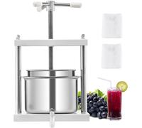 VEVOR Presse à vin de fruits, moulin à fruits (5L), presse à cidre, presse à pommes, presse à raisin, presse à huile d'olive avec poignée triangulaire pour la cuisine