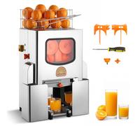 VEVOR Presse Agrumes Commercial Extracteur de Jus Électrique 20 Oranges/min, Pour Bar à Jus Restaurant Supermarché Bureau, Presse Orange Semi-automatique 120 W, Rendement Élevé, Avec Bac à Écorces