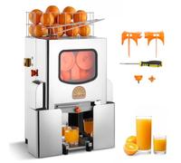 VEVOR Presse Agrumes Commercial Extracteur de Jus Électrique 20 Oranges/min, Pour Bar à Jus Restaurant Supermarché Bureau, Presse Orange Semi-automatique 120 W, Rendement Élevé, Avec Bac à Écorces