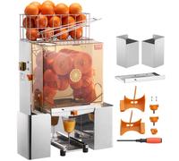 VEVOR Presse-Agrumes Électrique Commercial 120 W Extracteur de Jus Alimentation Automatique avec Filtre Extractible et Seau de Collecte d'Épluchure pour Orange Pamplemousse Restaurant Café Fruiterie