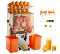 VEVOR Presse Agrumes Pro Extracteur de Jus Électrique 120 W avec Robinet, Pour Bar à Jus Restaurant Supermarché Primeur, Presse Orange Commercial, Rendement Élevé de 20 Oranges/min, Avec Bac à Écorces