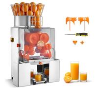 VEVOR Presse Agrumes Professionnel Extracteur de Jus Automatique 120 W, Pour Bar à Jus Restaurant Supermarché, Presse Orange Électrique Rendement Élevé 20 Oranges/min, En Inox, Avec Bacs à Écorces