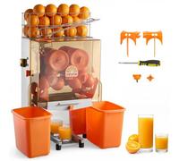 VEVOR Presse Agrumes Professionnel Extracteur de Jus Électrique 120 W, Pour Bar à Jus Restaurant Supermarché Primeur, Presse Orange Commercial, Rendement Élevé de 20 Oranges/min, 2 Bacs à Écorcea