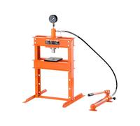 VEVOR Presse d'Atelier 10 T, Presse Hydraulique à Cadre en H, avec Plaque de Pressage et Soupape de Décharge, Hauteur Réglable, Adaptée au Pliage, au Redressage, Emboutissage, Garage, Orange