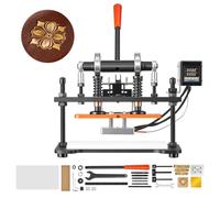VEVOR Presse de Découpe Chauffante pour Cuir Plaque 26x12 cm Pression 1,5 T | Machine à Découper Double Colonne de Guidage, Course de 12 mm, Commande Numérique, pour Gaufrage, Estampage, Papier, Bois