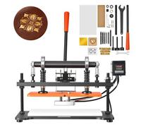 VEVOR Presse de Découpe Chauffante pour Cuir Plaque 36x26 cm Pression 1,5 T, Machine à Découper Double Colonne de Guidage, Course de 12 mm, Commande Numérique, pour Gaufrage, Estampage, Papier, Bois
