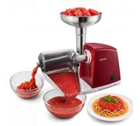 VEVOR Presse Tomate Électrique 800 W Max., 40 kg/h, 4 Cônes Filtres, Rouge, Épépineuse pour Confiture de Fruits, Purées, Salsa, Conserve Maison, Récoltes, Tamis en Inox, Machine à Coulis Efficace