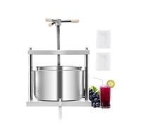 VEVOR Pressoir à Fruits Manuel 12 L, Presse à Vin avec 2 Barils en Acier Inoxydable, avec Poignée Triangulaire, Nettoyage Facile, Presse à Jus, Raisin, Cidre de Pomme pour la Cuisine et la Maison
