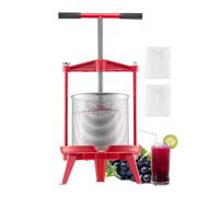 VEVOR Pressoir à Fruits Manuel 14 L, Presse à Vin Panier en Acier Inoxydable, avec Poignée en T et Structure Triangulaire, Presse à Jus, Raisin, Cidre de Pomme pour la Cuisine et la Maison, Rouge
