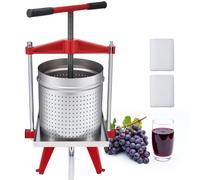 VEVOR Pressoir à Fruits Manuel 15 L, Presse à Vin en Acier Inoxydable, pour Fabrication de Cidre Jus Raisin Pomme Légumes Ferme Cuisine, Presse Fruits avec Poignée en T, Traverse et Sacs Filtrants