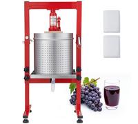 VEVOR Pressoir à Fruits Manuel 30 L, Presse à Vin Hydraulique en Acier Inoxydable, pour Fabrication de Cidre Jus Raisin Pomme Légumes Ferme Cuisine Maison, Presse Fruits sur Pied avec Sacs Filtrants