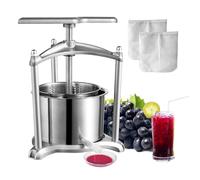 VEVOR Pressoir à Fruits Manuel 6 L Pressoir à Vin en Inox Base en Aluminium Presse-Fruits Manuel Baril Intérieur 18 x 15 cm Broyeur de Fruits Légumes pour Pressage de Vins Jus de Fruit Cidres Purées