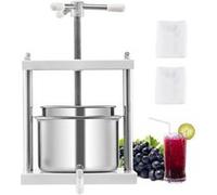 VEVOR Pressoir à Fruits Manuel 5 L, Presse à Vin avec 2 Barils en Acier Inoxydable, avec Poignée Triangulaire, Nettoyage Facile, Presse à Jus, Raisin, Cidre de Pomme pour la Cuisine et la Maison