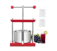 VEVOR Pressoir à Fruits Manuel Capacité 3 L, Presse à Vin avec 2 Barils en Acier Inoxydable, avec Poignée en T, Nettoyage Facile, Presse à Jus, Raisin, Cidre de Pomme pour la Cuisine et la Maison