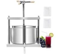 Pressoir à Fruits Manuel-VEVOR-12 L-Presse à Vin avec 2 Barils en Acier Inoxydable-avec Poignée Triangulaire