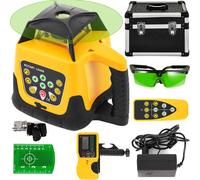 VEVOR Professional Laser rotatif Lumière verte Zone de travail max. 500 m, 360 Rotary Laser étanche à l'eau et à la poussière en extérieur Temps de travail 20 heures dans une mallette d'artisanat 2 kg