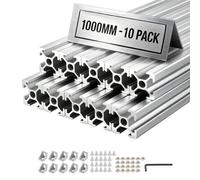 VEVOR Profilé Aluminium Extrudé 2020 10 PCS Profilé Alu Anodisé 1000 mm Rainure en T Standard Européen pour Châssis d'Imprimante 3D, Machine CNC, Mobilier, Établis, Bricolage, Haute Résistance, Argent